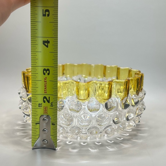 Hobbs Brockunier 323 Yellow Frances Dew Drop Hobnail Ware Yellow Edge| 2 Lots - Picture 6 of 14